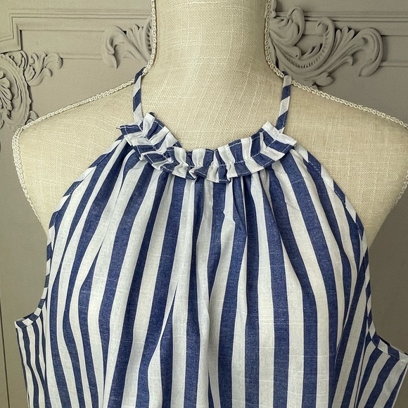 Striped Keyhole Back Frill Dress. - Picture 6 of 9